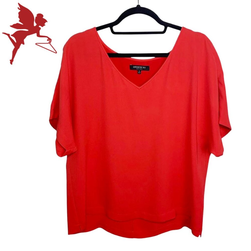 LAFAYETTE 148 Short Sleeve Silk Top